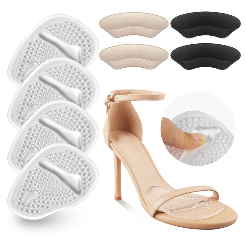 Riootlnm Metatarsal Pads  Ball of Foot Cushions  Heel Pads Inserts for Too Big Shoes  Reduce Foot Pain  No Slip Heel Grips Liners for Loose Shoes  Blisters (Clear) - Image 1